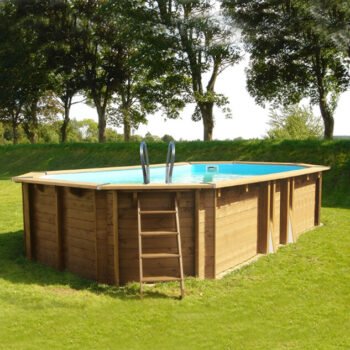 Piscine bois ovale 6,37 × 4,12 × H 1,33 m