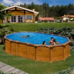 Piscine hors‑sol ovale acier effet bois 6,10 × 3,75 × H 1,32 m