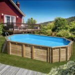 Piscine bois ovale 7,55 × 4,56 × H 1,46 m