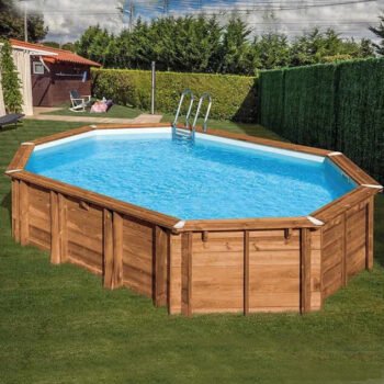 Piscine bois ovale 6,72 × 4,72 × H 1,46 m