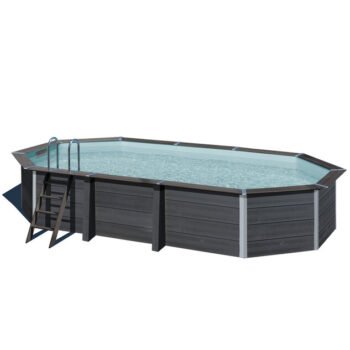 Piscine composite octogonale allongée 6,64 × 3,86 × H 1,24 m & kit avec filtration