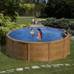 Piscine hors-sol ronde en acier finition bois Ø 4,60 × H 1,32 m