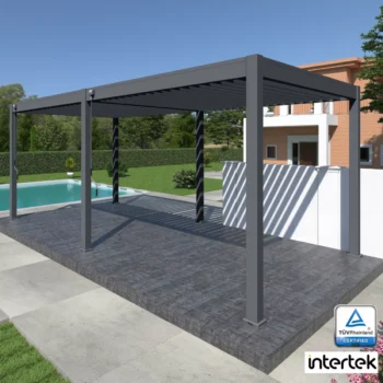Pergola bioclimatique autoportée aluminium 3 × 6 m