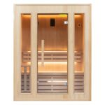 Sauna vapeur intérieur 3 places – cabine en bois d’épicéa avec poêle électrique 3,5 kW