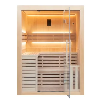 Sauna vapeur intérieur 4 places – cabine en bois d’épicéa avec poêle électrique et accessoires