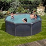 Piscine hors‑sol ronde en acier gris anthracite Ø 3,20 × H 1,22 m