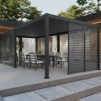 Extension de pergola modulable en alu gris foncé , 12,96 m²